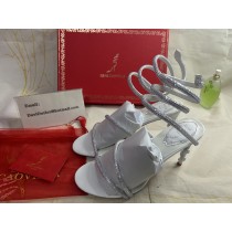Rene Caovilla Strass Snake-Wrap Sandals 95mm White