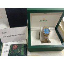 Rolex Day-Date Watch 36mm Oyster Yellow Gold President Turquoise Diamond