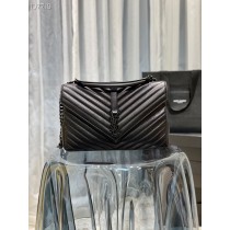 Saint Laurent College Large Chain Bag Quilted Leather All Black