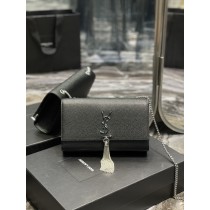 Saint Laurent Kate Chain Bag Caviar Leather Black Silver Hardware