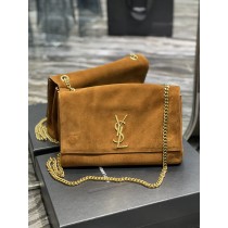 Saint Laurent Kate Reversible Chain Bag Suede and Smooth Leather Brown
