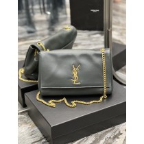Saint Laurent Kate Reversible Chain Bag Suede and Smooth Leather Grey