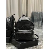 Saint Laurent Large City Backpack Crocodile-embossed Leather Black