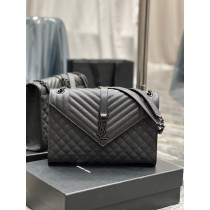 Saint Laurent Large Envelope Chain Bag Grain De Poudre Embossed All Black