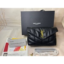 Saint Laurent Loulou Puffer Lambskin Shoulder Bag Black