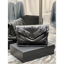 Saint Laurent Puffer Large Chain Bag Quilted Lambskin All Black