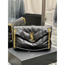 Saint Laurent Puffer Large Chain Bag Quilted Lambskin Black Gold Hardware