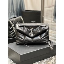 Saint Laurent Puffer Small Chain Bag Quilted Lambskin Black Silver Hardware