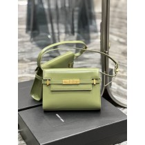 Saint Laurent Manhattan Small Shoulder Bag In Patent Leather Green