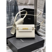 Saint Laurent Manhattan Small Shoulder Bag In Patent Leather White