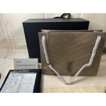 Saint Laurent Medium Niki Shopping Bag In Crinkled Vintage Leather Apricot