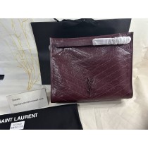 Saint Laurent Medium Niki Shopping Bag In Crinkled Vintage Leather Red