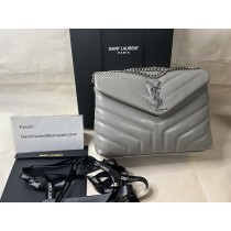 Saint Laurent Mini Loulou Bag Matelasse Leather Grey
