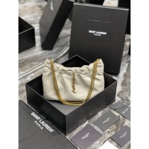 Saint Laurent Monogamme Hobo Bag White