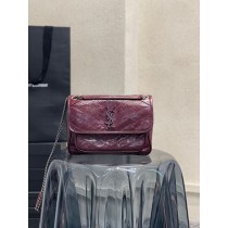 Saint Laurent Niki Medium 28cm Chain Bag Crinkled Vintage Leather Burgundy
