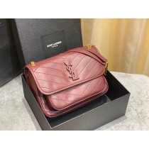 Saint Laurent Niki Medium 28cm Chain Bag Purplish Red Lambskin