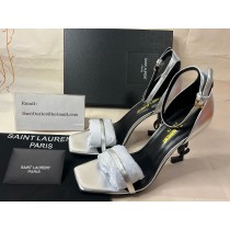 Saint Laurent Opyum Sandal YSL Heel Silver