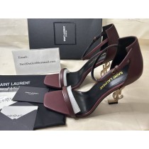 Saint Laurent Opyum Sandals YSL Heel Smooth Calfskin Burgundy