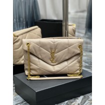 Saint Laurent Puffer Large Chain Bag Quilted Lambskin Apricot