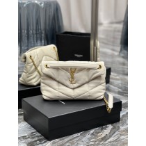 Saint Laurent Puffer Small Shoulder Bag White Gold Hardware