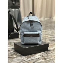 Saint Laurent Small City Backpack Washed Denim Blue