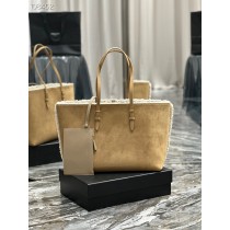 Saint Laurent Shopping Tote Bag 38CM Lambswool Brown 
