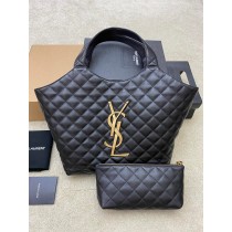 Saint Laurent Small Icare Maxi Shopping Bag In Quilted Lambskin Black