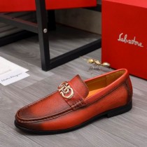 Salvatore Ferragamo Moccasin with Ornament Loafers Calf Leather Brown