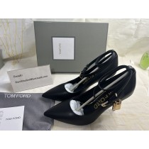 Tom Ford Padlock Ankle Strap Pumps 105mm Leather Black