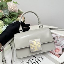 Tory Burch Bon Bon Spazzolato Mini Top-Handle Bag Gray