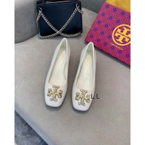 Tory Burch Eleanor 45MM Pump Calf Leather White