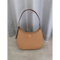 Tory Burch Emerson Patent Zip Shoulder Bag Brown