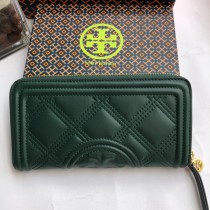 Tory Burch Fleming Soft Zip Continental Wallet Green