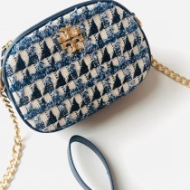 Tory Burch Kira Chevron Tweed Camera Tory Navy