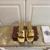 Tory Burch Leather Slide Gold