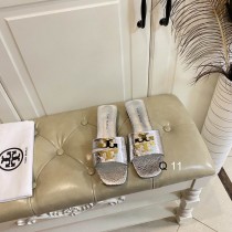 Tory Burch Leather Slide Silver