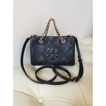 Tory Burch Mini Fleming Soft Chain Tote Black