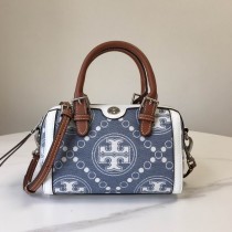 Tory Burch Mini T Monogram Denim Petite Barrel Bag