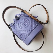 Tory Burch Mini T Monogram Embroidered Bucket Bag Purple