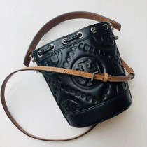Tory Burch Mini T Monogram Embroidered Bucket Bag Black