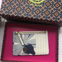 Tory Burch Robinson Top-zip Card Case Gray