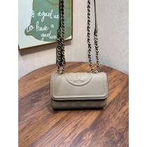 Tory Burch Small Fleming Matte Convertible Shoulder Bag Grey