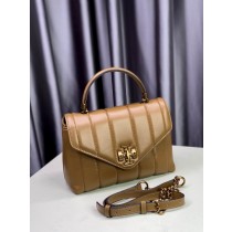 Tory Burch Small Kira Quilted Satchel Brown