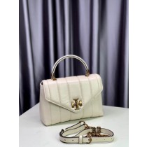 Tory Burch Small Kira Quilted Satchel White
