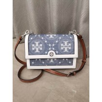 Tory Burch Small T Monogram Shoulder Bag Denim