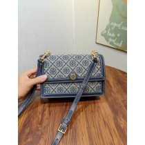 Tory Burch Small T Monogram Shoulder Bag Navy