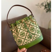 Tory Burch T Monogram Bucket Bag Green