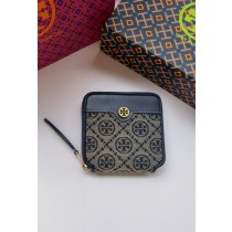 Tory Burch T Monogram Jacquard Wallet Navy Blue