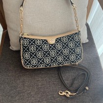 Tory Burch T Monogram Jacquard Zip Shoulder Bag Black