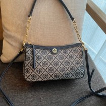 Tory Burch T Monogram Jacquard Zip Shoulder Bag Navy